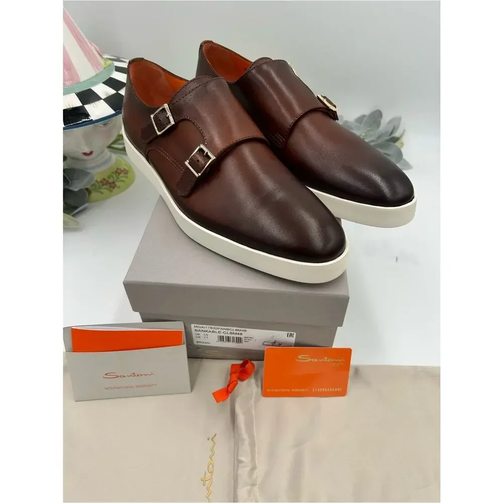 Men's Santoni bankable double Monk strap sneakers size 11 made in Italy